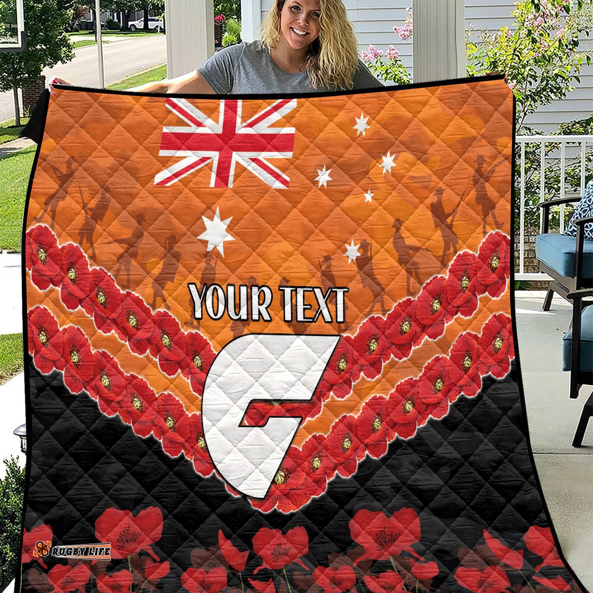 custom giants football quilt anzac lest we forget