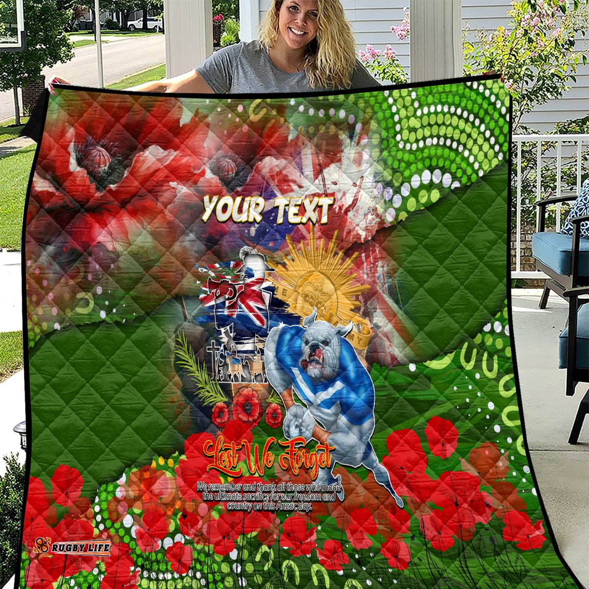personalised australia rugby raiders anzac quilt canberra scratch style