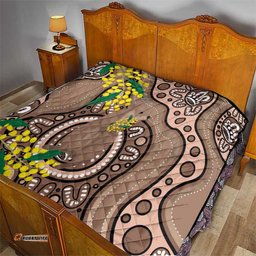 australia cute quokka quilt indigenous art with golden wattle