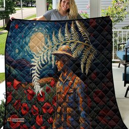 new zealand soldier anzac day quilt silver fern starry night style