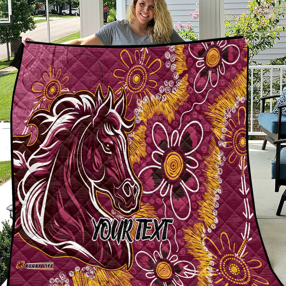 personalised broncos naidoc week 2024 quilt aboriginal fire burning sparks