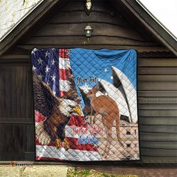 personalised united states and australia quilt usa eagle with aussie kangaroo