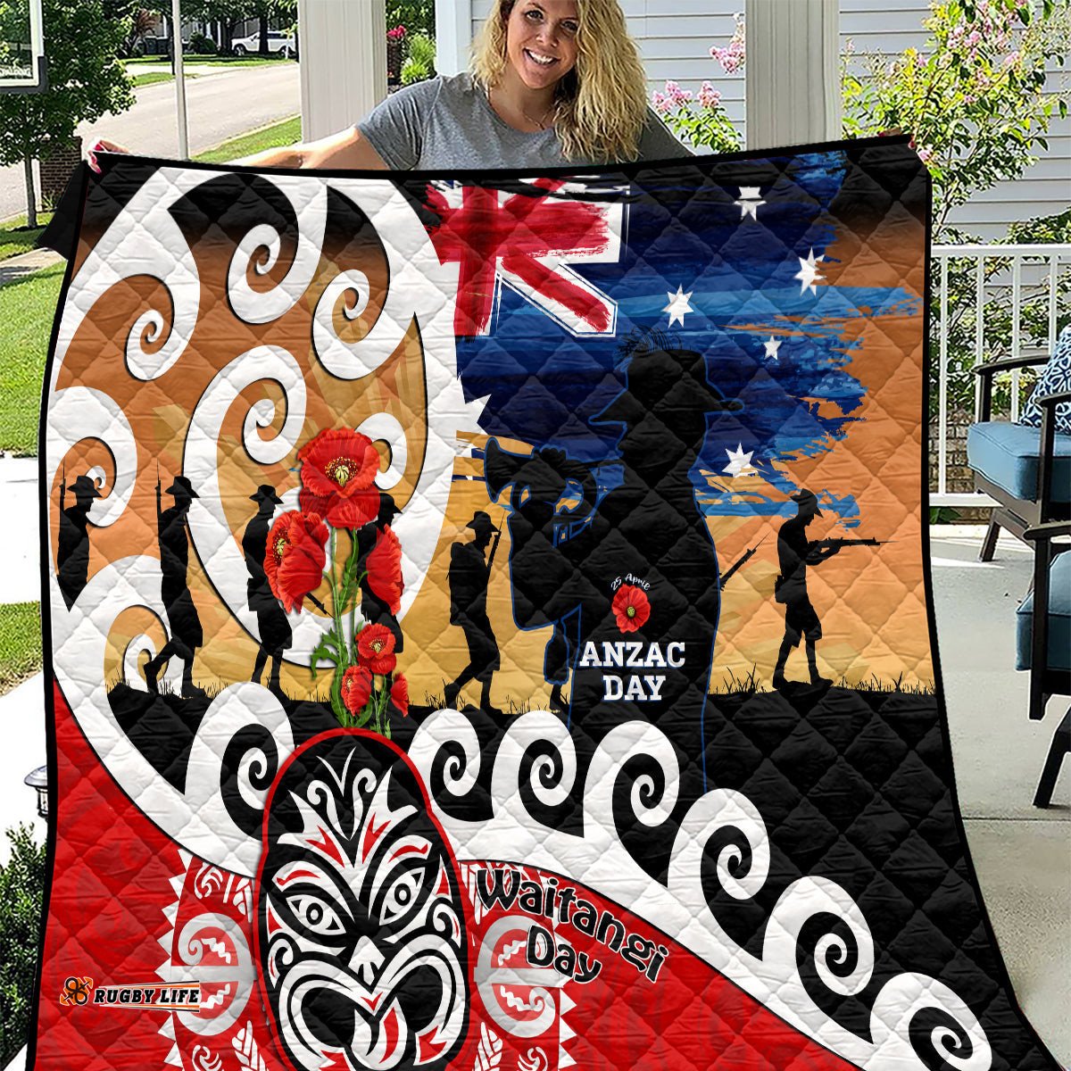 new zealand waitangi and anzac day quilt aotearoa maori tiki with last post