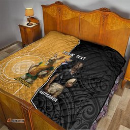 personalised new zealand and australia rugby quilt 2024 all black wallabies mascots together