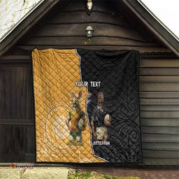 personalised new zealand and australia rugby quilt 2024 all black wallabies mascots together