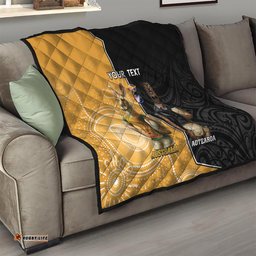 personalised new zealand and australia rugby quilt 2024 all black wallabies mascots together