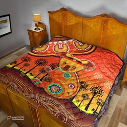 aboriginal art koala premium quilt indigenous unique vibes orange