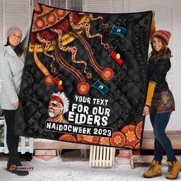 Australia Premium Quilt For Our Elders Naidoc Week Snake Aboriginal Painting With Flag