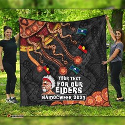 Australia Premium Quilt For Our Elders Naidoc Week Snake Aboriginal Painting With Flag