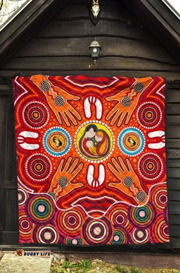 quilts aboriginal family with dot painting art