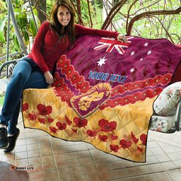 custom brisbane lions football quilt anzac lest we forget