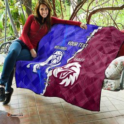 personalised bulldogs and eagles rugby quilt dynamic style
