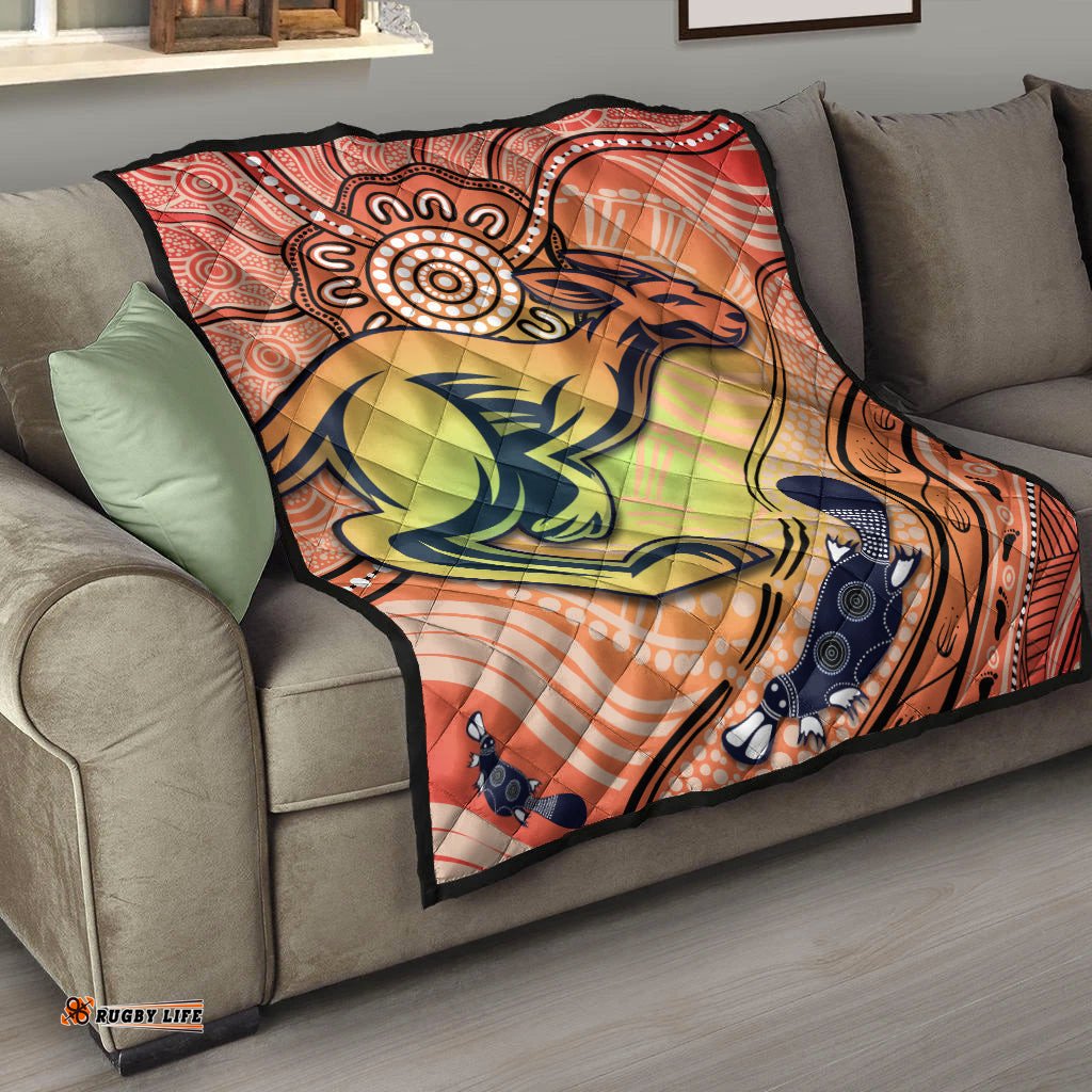 kangaroos indigenous premium quilt beautiful life