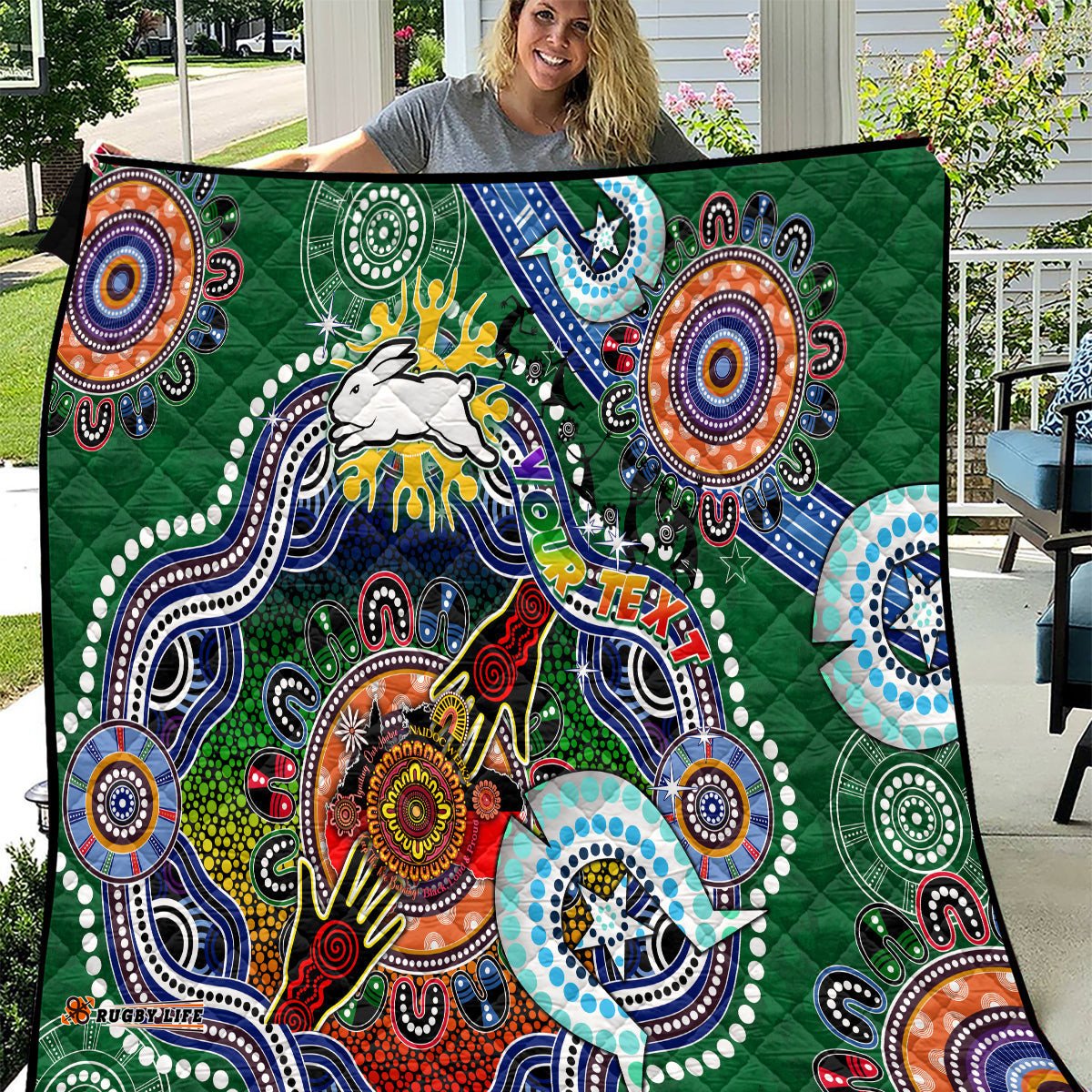 personalised rabbitohs naidoc week 2024 quilt australia aboriginal dot painting