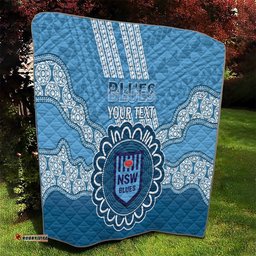 custom nsw blues rugby quilt aussie aboriginal mix polynesian pattern