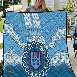 custom nsw blues rugby quilt aussie aboriginal mix polynesian pattern