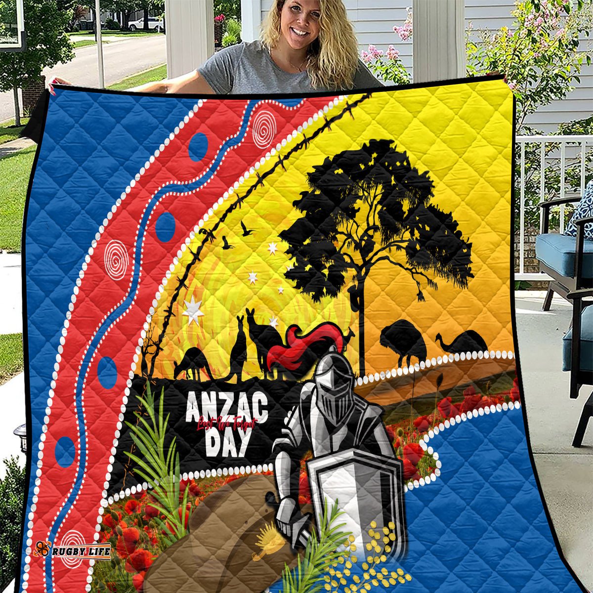 knights rugby anzac day quilt novocastrians mascot rosemary starry night