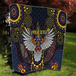 custom adelaide football quilt with crow aboriginal art style
