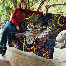 custom adelaide football quilt with crow aboriginal art style
