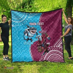 personalised eagles and sharks rugby quilt aboriginal mix polynesian pattern
