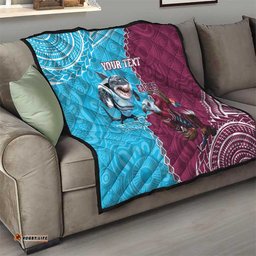 personalised eagles and sharks rugby quilt aboriginal mix polynesian pattern