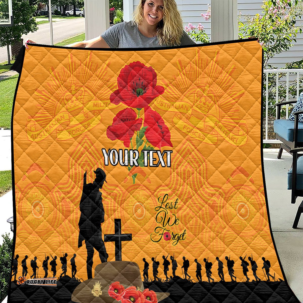 australia wallabies rugby anzac custom quilt gallipoli soldier with aboriginal dots art
