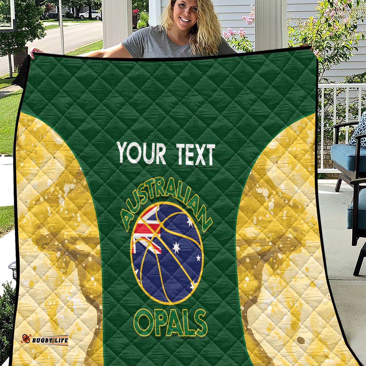 custom australia basketball quilt go champions aussie opals national color