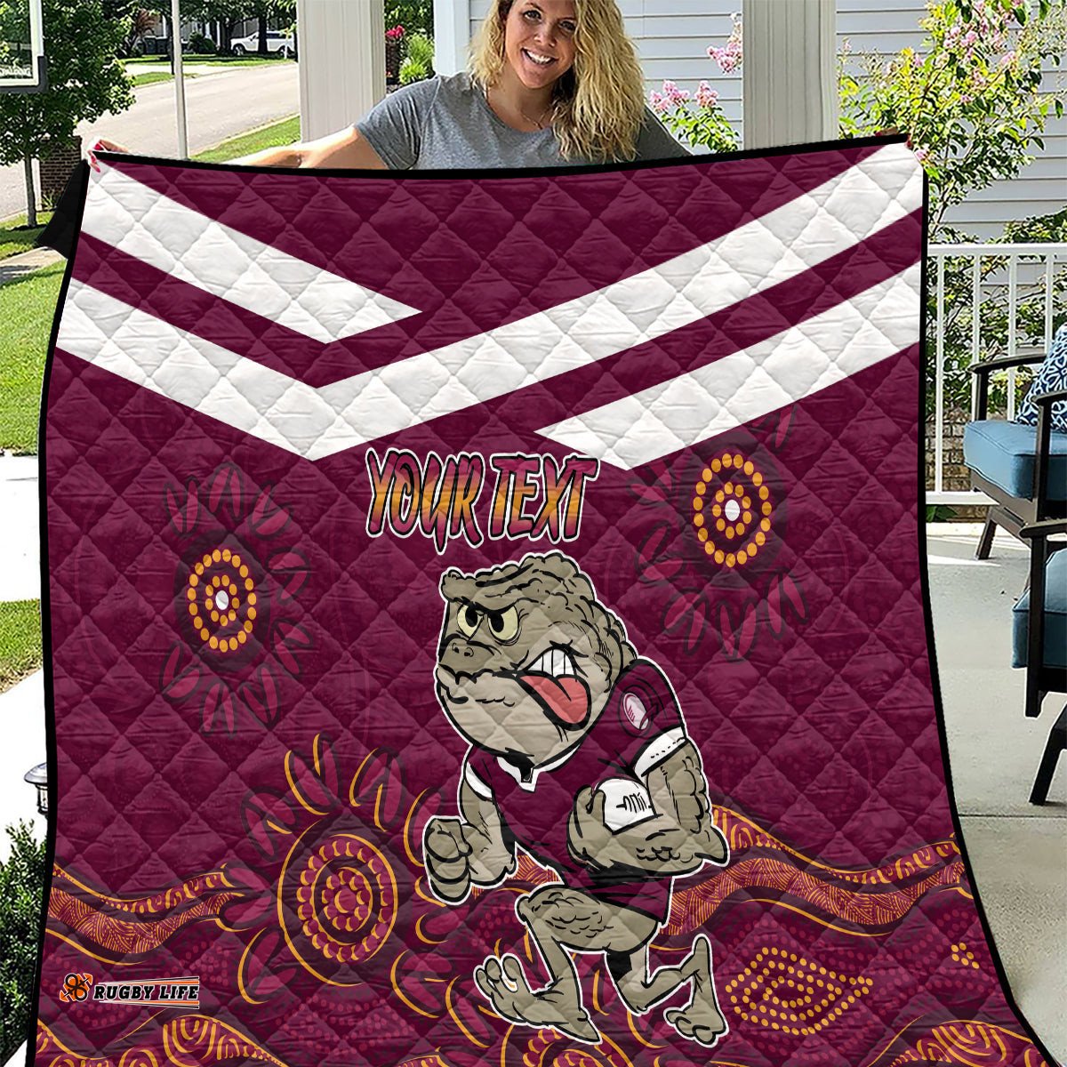 custom qld maroons cane toad blooded aboriginal inspired quilt