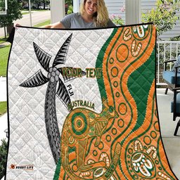 custom fiji and australia rugby quilt fijian palm tree mix aussie kangaroo
