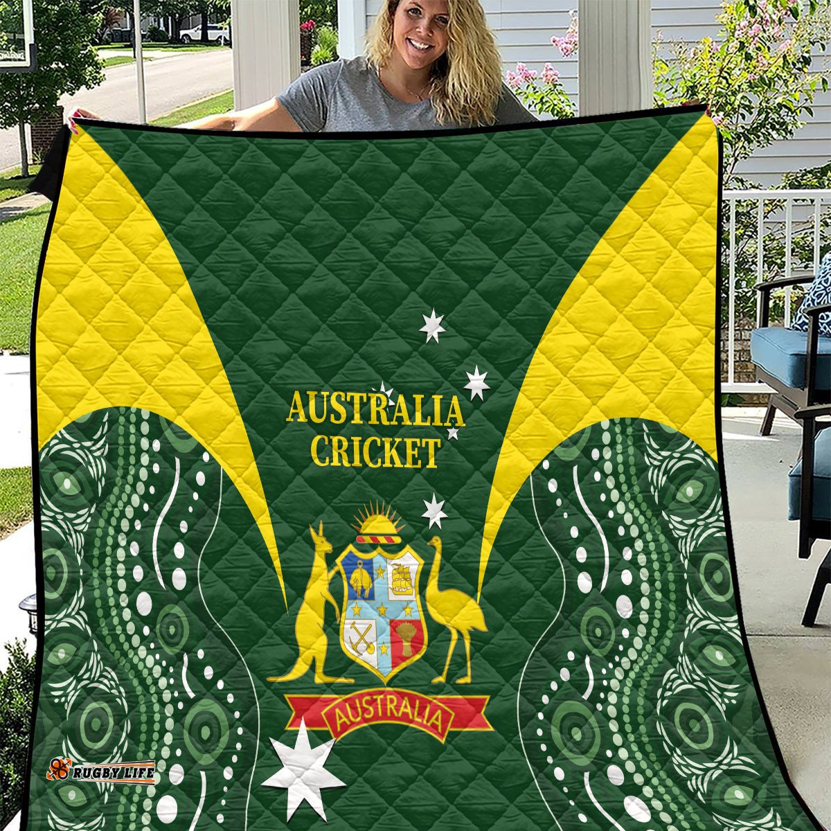 australia cricket quilt 2024 world cup go aussie green version