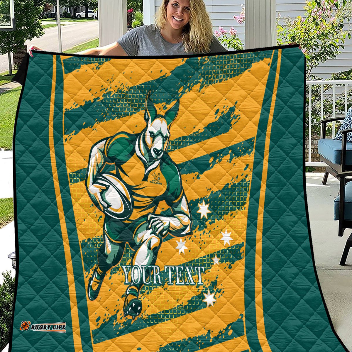 custom australia rugby quilt wallabies mascots indigenous aboriginal version