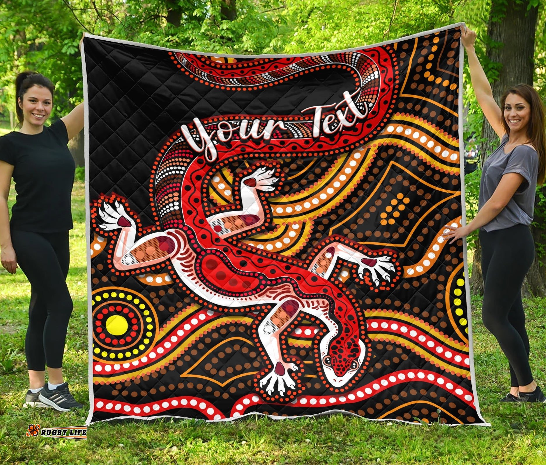 custom personalised aboriginal art lizard premium quilt you are number one