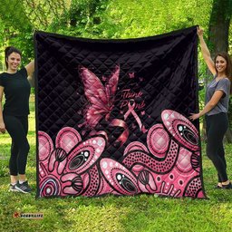 think pink butterfly ribbon aboriginal art quilt
