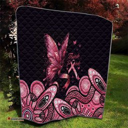think pink butterfly ribbon aboriginal art quilt