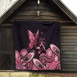 think pink butterfly ribbon aboriginal art quilt