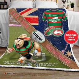 personalized south sydney rabbitohs stadium mascot quilt blanket nrl