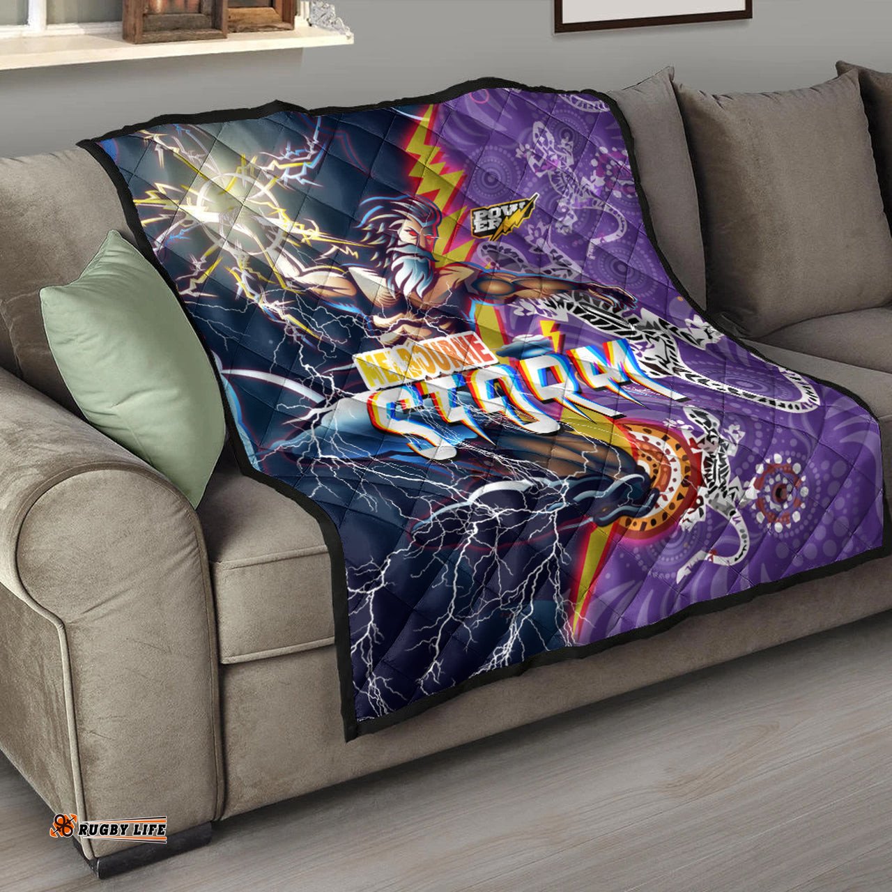 storm aboriginal rugby premium quilt super storm thunder power