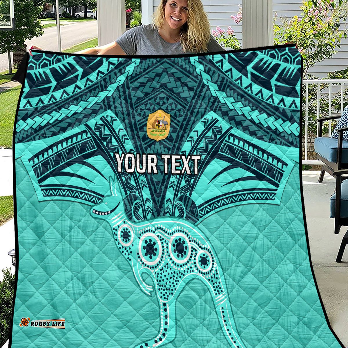 custom australia matildas quilt polynesian mix turquoise marble