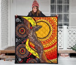 aboriginal premium quilt indigenous dot painting sun and lizard