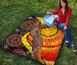 aboriginal premium quilt indigenous dot painting sun and lizard