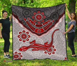 aboriginal premium quilt indigenous boomerang and lizard art