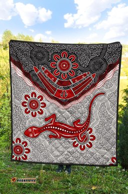 aboriginal premium quilt indigenous boomerang and lizard art