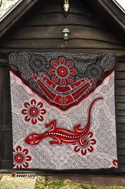aboriginal premium quilt indigenous boomerang and lizard art