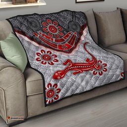 aboriginal premium quilt indigenous boomerang and lizard art