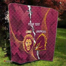 personalised lions football and broncos rugby quilt sporty version
