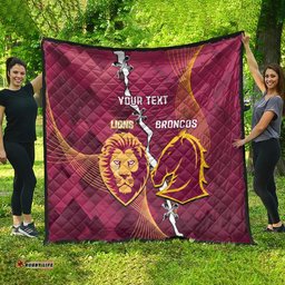 personalised lions football and broncos rugby quilt sporty version