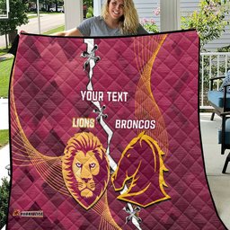 personalised lions football and broncos rugby quilt sporty version