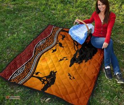premium quilts kangaroo coverlets aboriginal dot painting sunset
