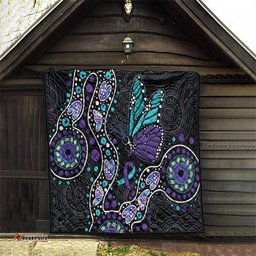 australia indigenous quilt teal & purple ribbon butterfly aboriginal arts