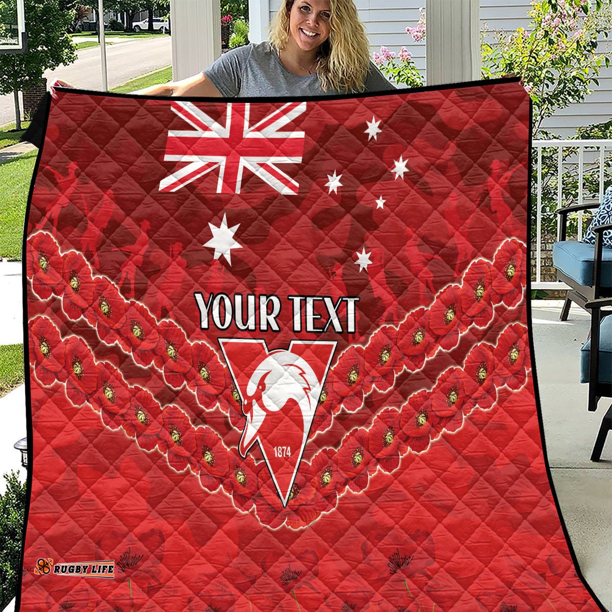 custom swans football quilt anzac lest we forget